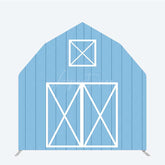Aperturee Aperturee Rustic Blue Barn Door Arch Party Decor Backdrop